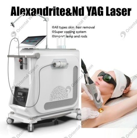 Cryogen Cooling Hair Removal 755nm Alexandrite Laser 1064nm Long Pulse Laser Nail Fungus Treatment for Salon Use