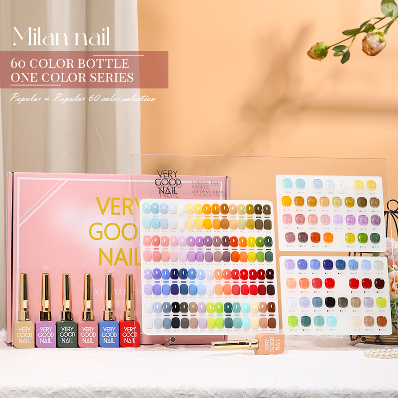 Milan Professional Nail Salon Gel Polish Kit 60-Color 15ml Eco-Friendly Non-Toxic Designer French UV LED Lamp Source Private