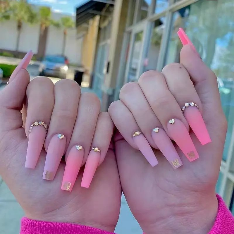 Nails with Rhinestone Acrylic Powder Nail Stickers Penetration Plus Tip