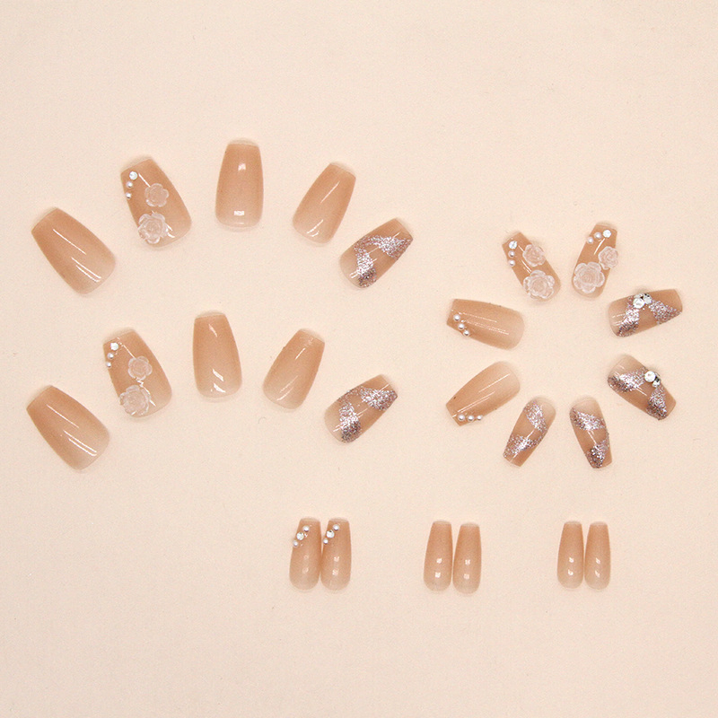 Nails Press on French Coffin Acrylic Nails Artificial Fingernails