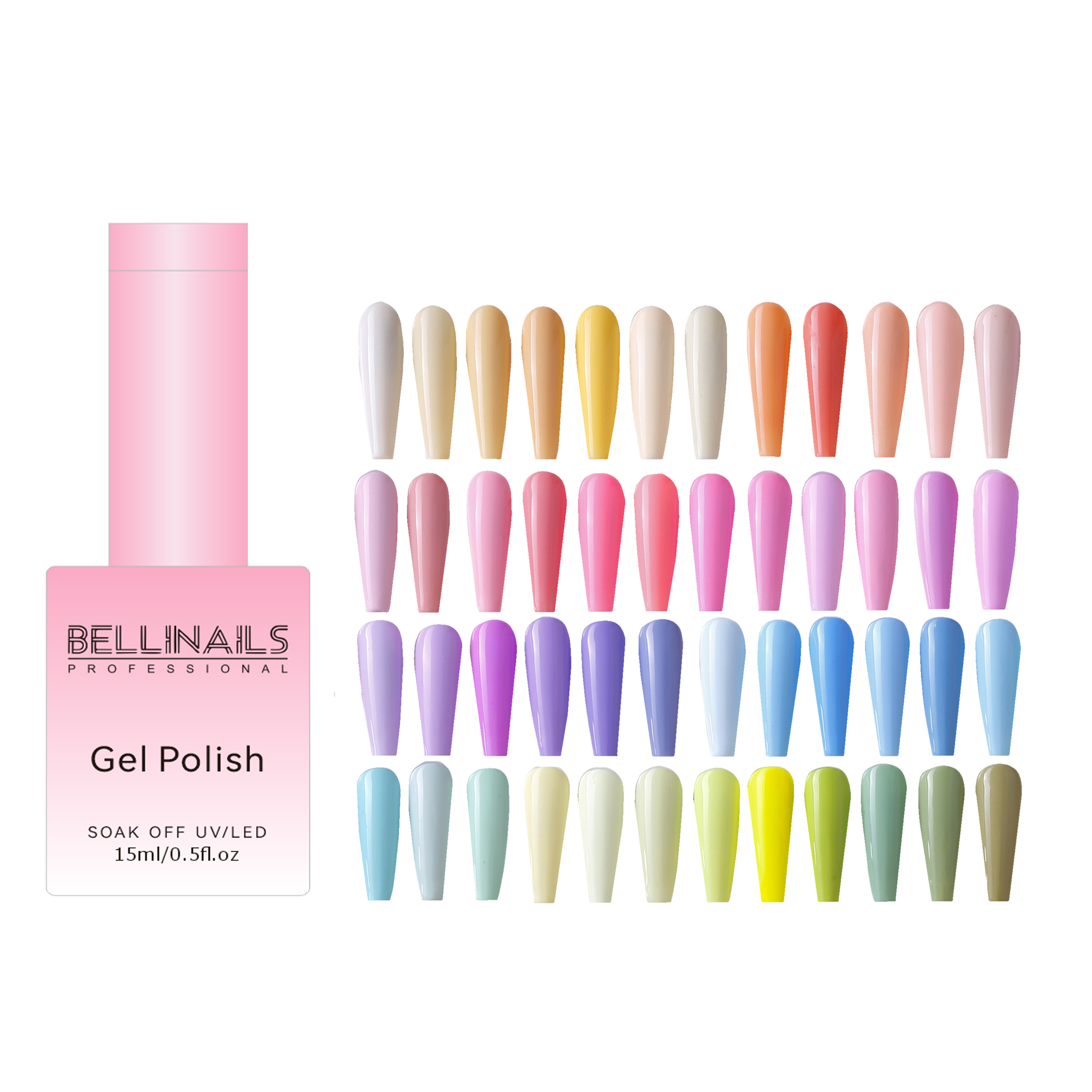 Custom logo OEM 48 Pastel Colors Kit Gel Nail Polish Soak Off Private Label Gel Polish Set Bottle and Packaging Gel Polish Set