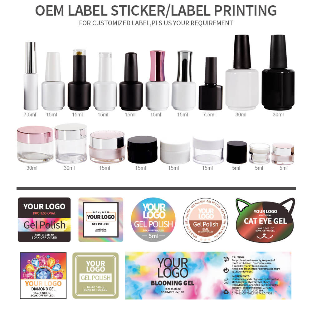 Custom HEMA TPO Free 864 Colors 15ml Semi Permanent Soak Off UV Gel Nail Polish for Nail Salon