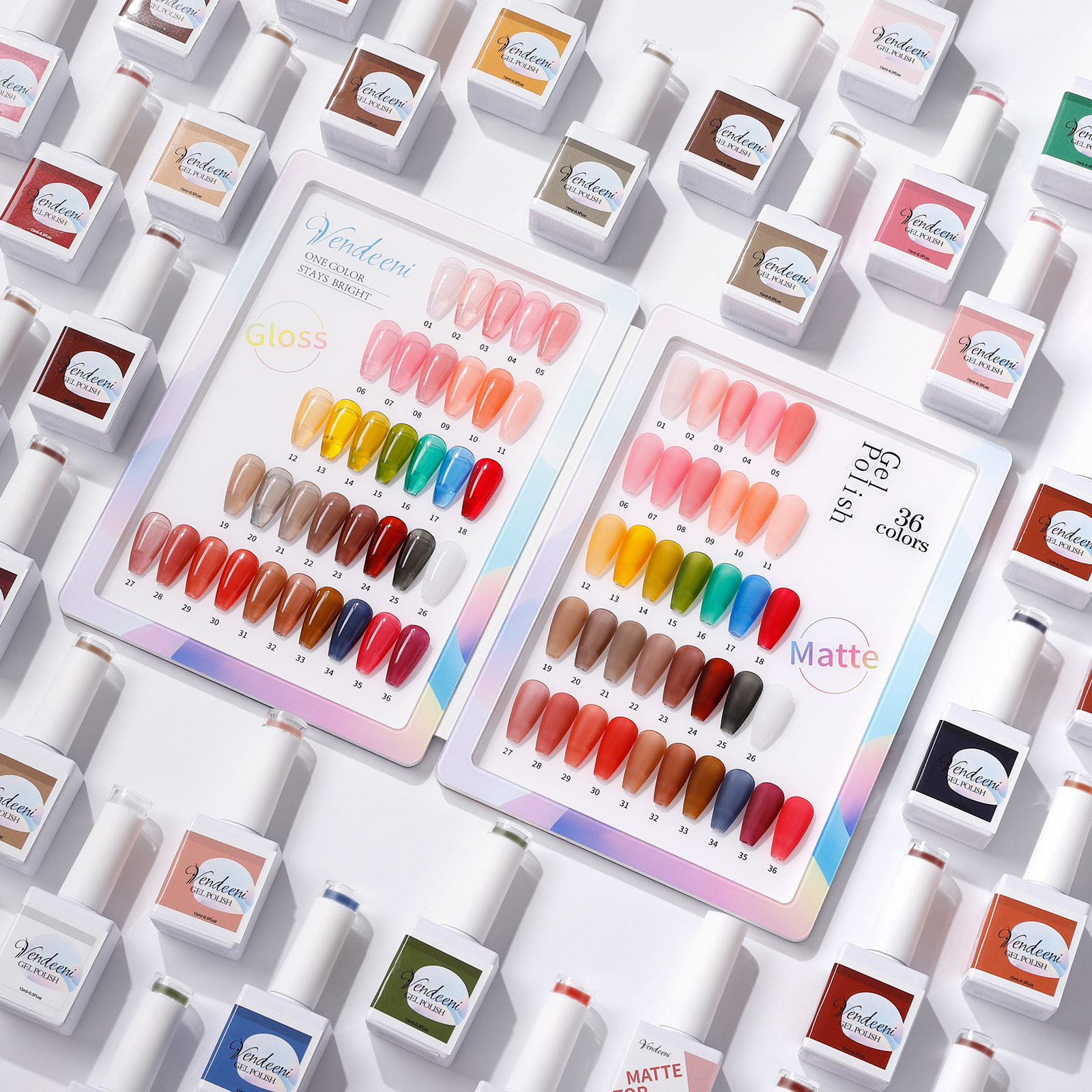 Vendeeni Nail Supplies TPO Hema Free Translucency Uv Gel 36color Neon Gel Polish Collection OEM Private Label Gel Nail Polish