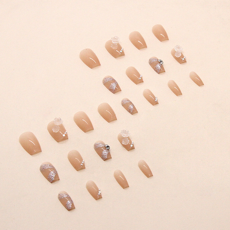 Nails Press on French Coffin Acrylic Nails Artificial Fingernails