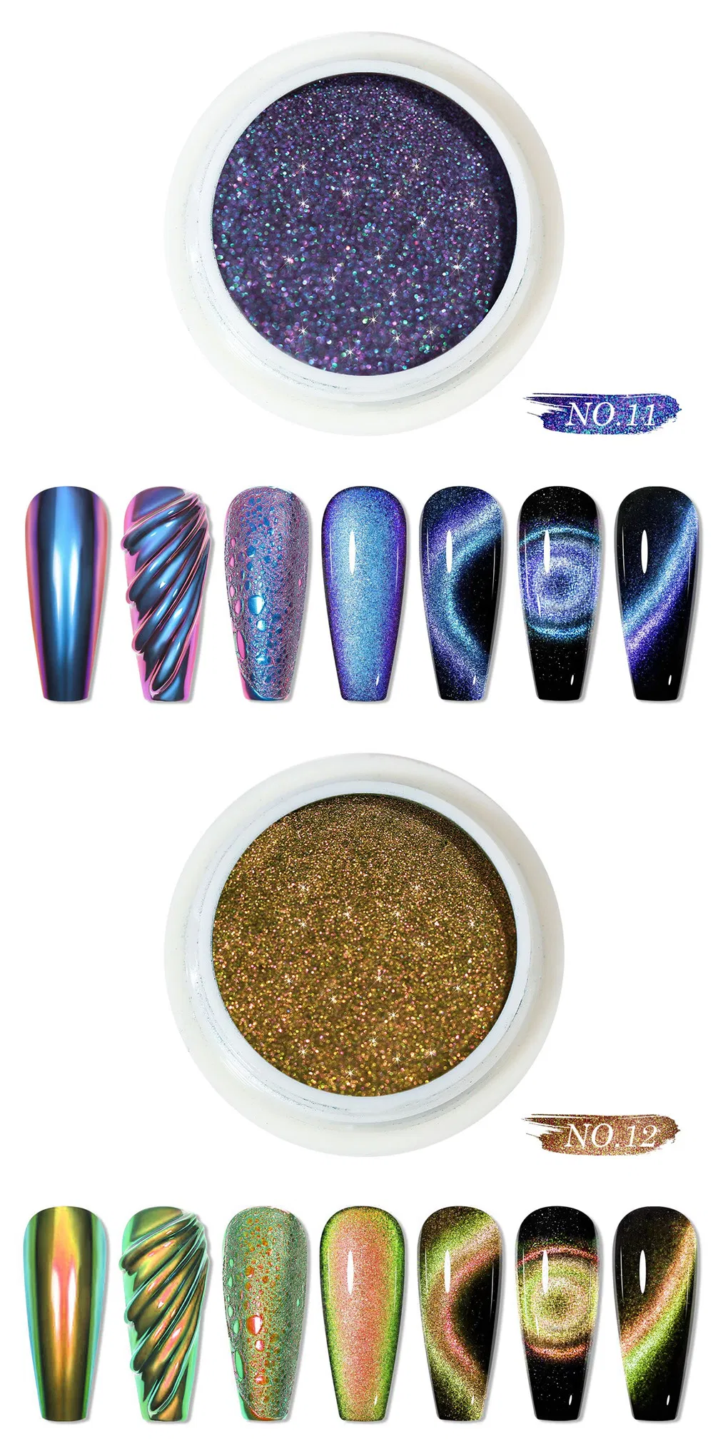 5D Optical Chameleon Magnetic Powder Manicure Colorful Gradient Cat's Eye Powder Pearlescent Powder Manicure