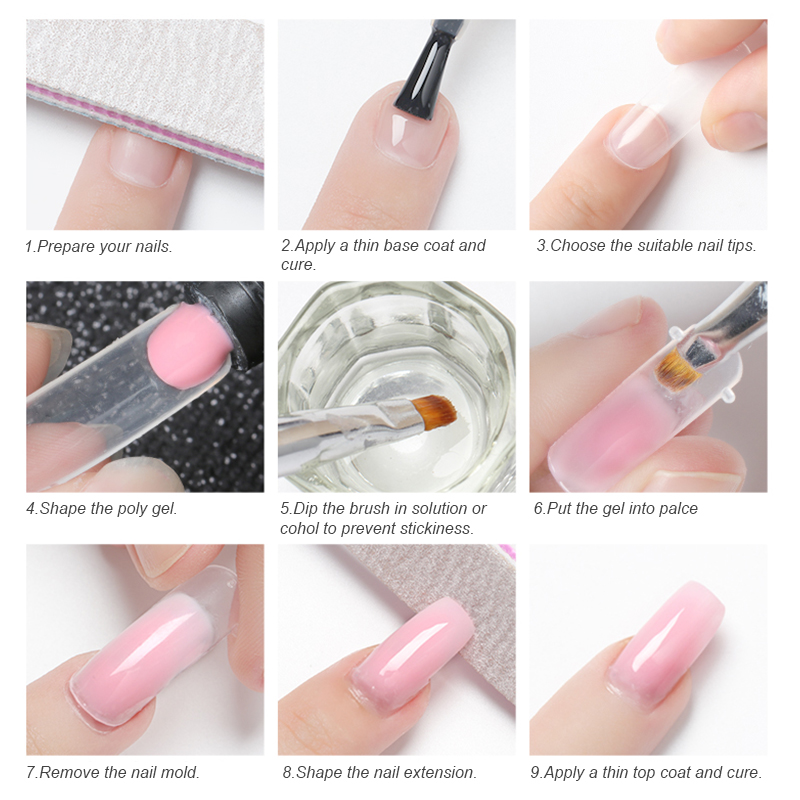 HS Non-Toxic Private Label Acrylic 185 Colors 15ml Poly Gel Quick Building Nail Extension Gel for Nail Salon OEM Service