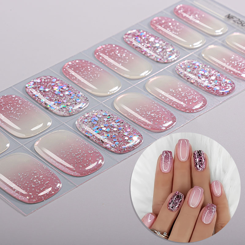 Hypoallergenic Long Lasting Solid Color Gel Nail Strips Waterproof UV Lamp Light Hardening HEMA Free Semi Cured Gel Nail Wraps