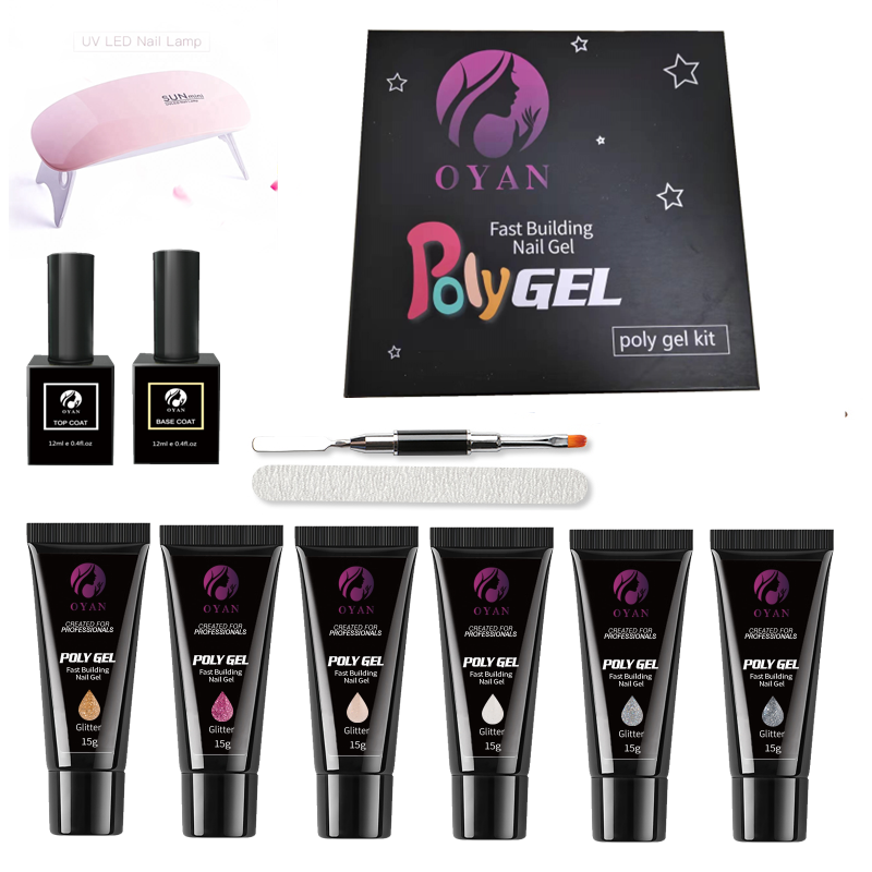 Private Label Poly Gel Glitter Gel Set of Nail Products Salon Cosmetics Uv Color Gel