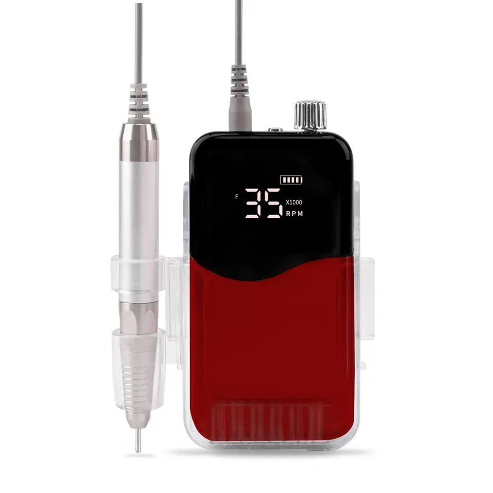 Rechargeable Nail Art 35000rpm Portable Manicure Pedicure Mini Nail Polisher Electric Strong Power Cordless 7 Head Nail Drill Machine