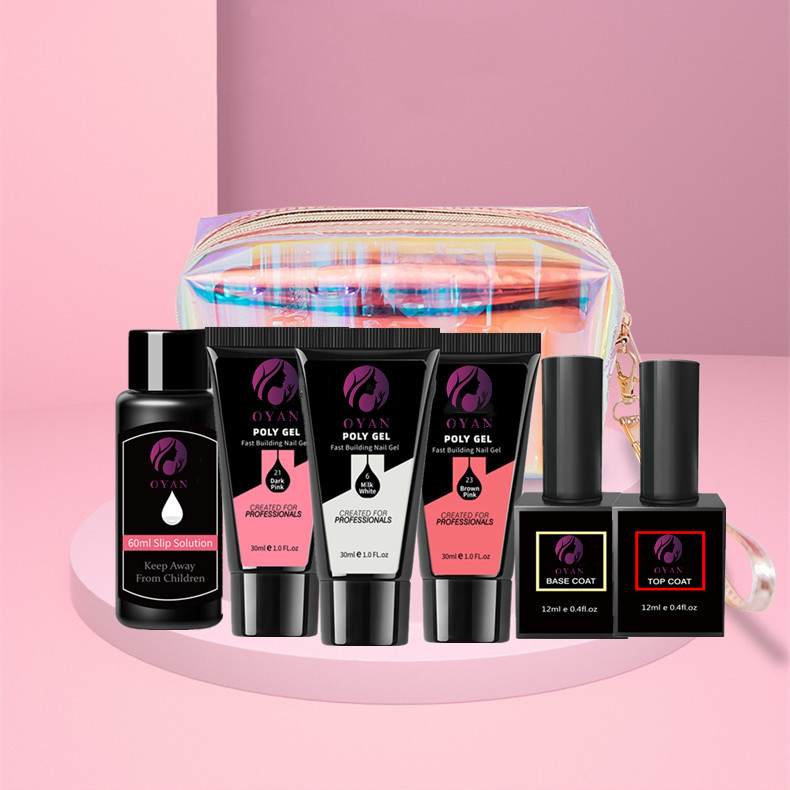Poly Gel Nail Extension Kit Top Coat with clear White pink Poly Gel Nail Set for Nail Extension