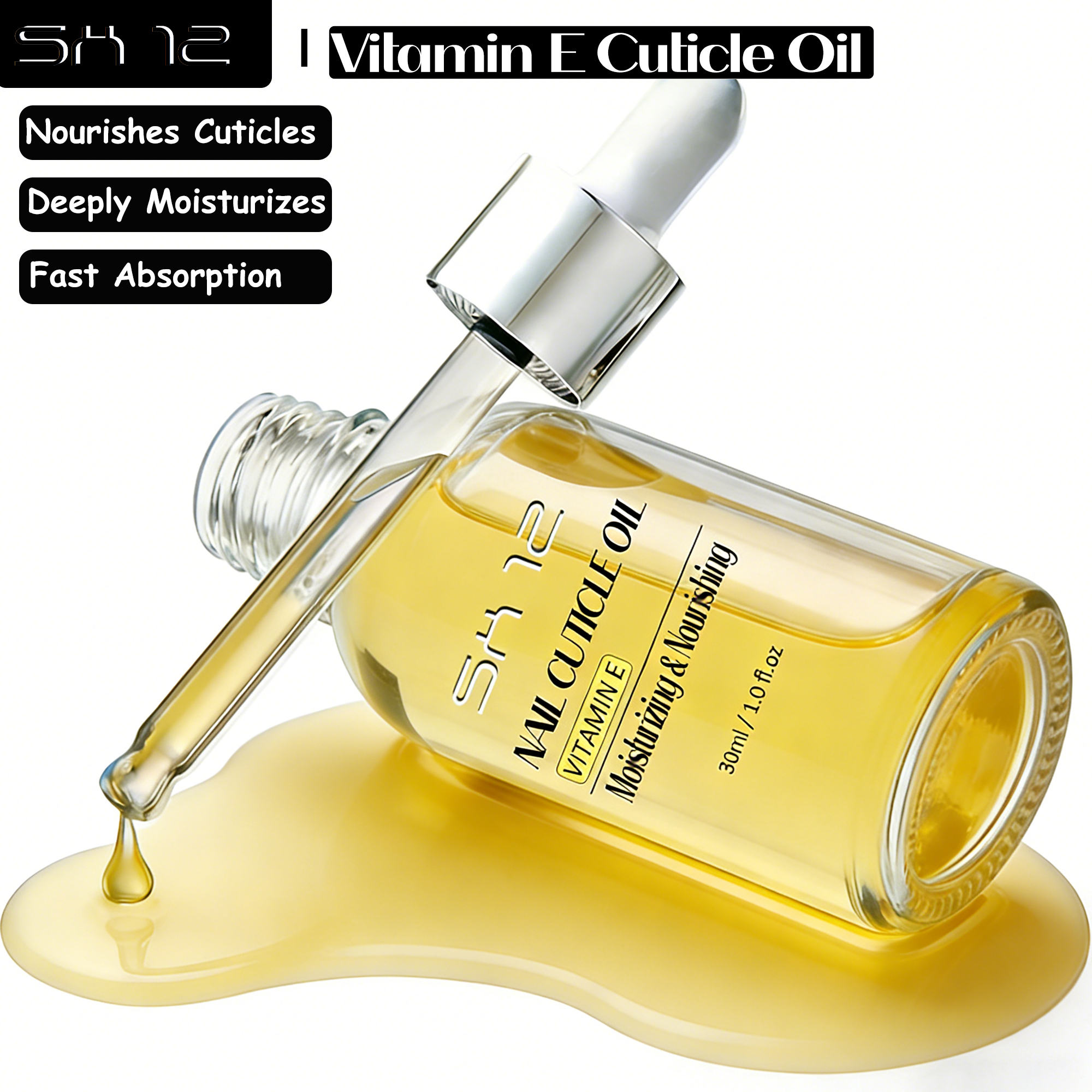 SH12 OEM/ODM Nourishing Cuticle Oil with Jojoba &amp; Vitamin E 30ml for Nail Care &amp; Moisturizing Treatment