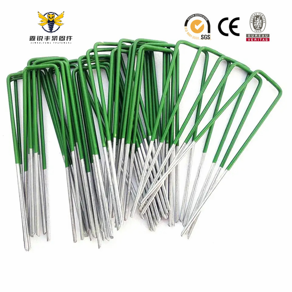 Best Quality Garden Powder Coated U-Shaped Curved Grass Cloth Nails SOD Staple Garden Turf Nails for Artificial Grass