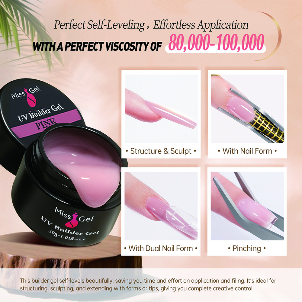 Missgel Hema Tpo Free Low Odor Buildering Gel Private Label 1KG 15g 30g No-Heat Spike Custom Hard Gel Nail Extension Gel Polish