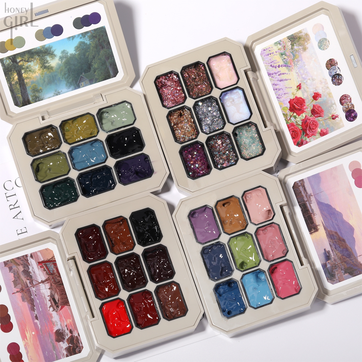 HONEY GIRL LED Soak Resin UV Gel Nail Polish Set Solid Rainbow Private Label French Style Painting Gel Nail Art Palette