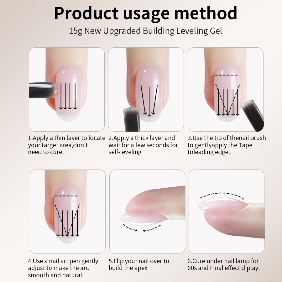 R S Nail 15g Clear Self Leveling Nail Builder Gel Soak off UV Gel for Nail Strengthening and Building
