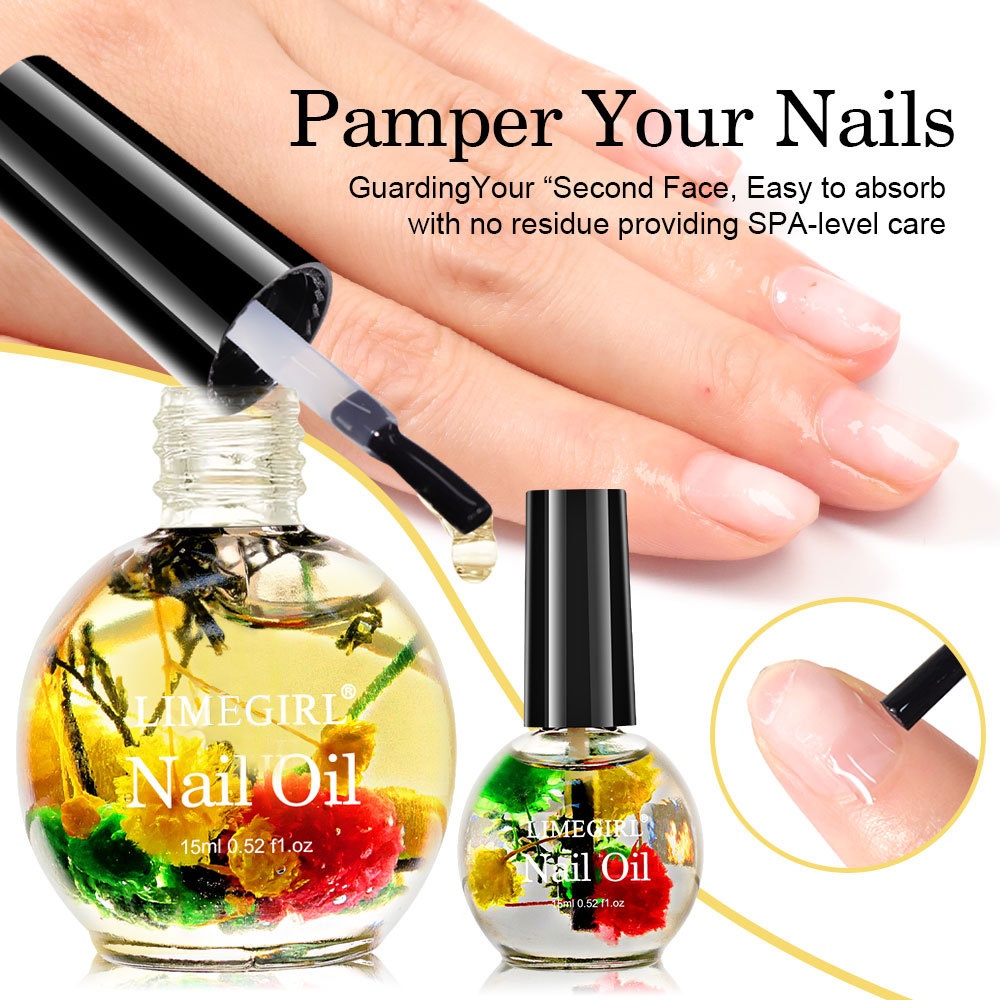 New 15ml Manicure Nutritional Oil Dried Flowers Anti-Hangnail Moisturizing Nail Edge Care Fruit Flavored 3ml Nail Cuticle Oil