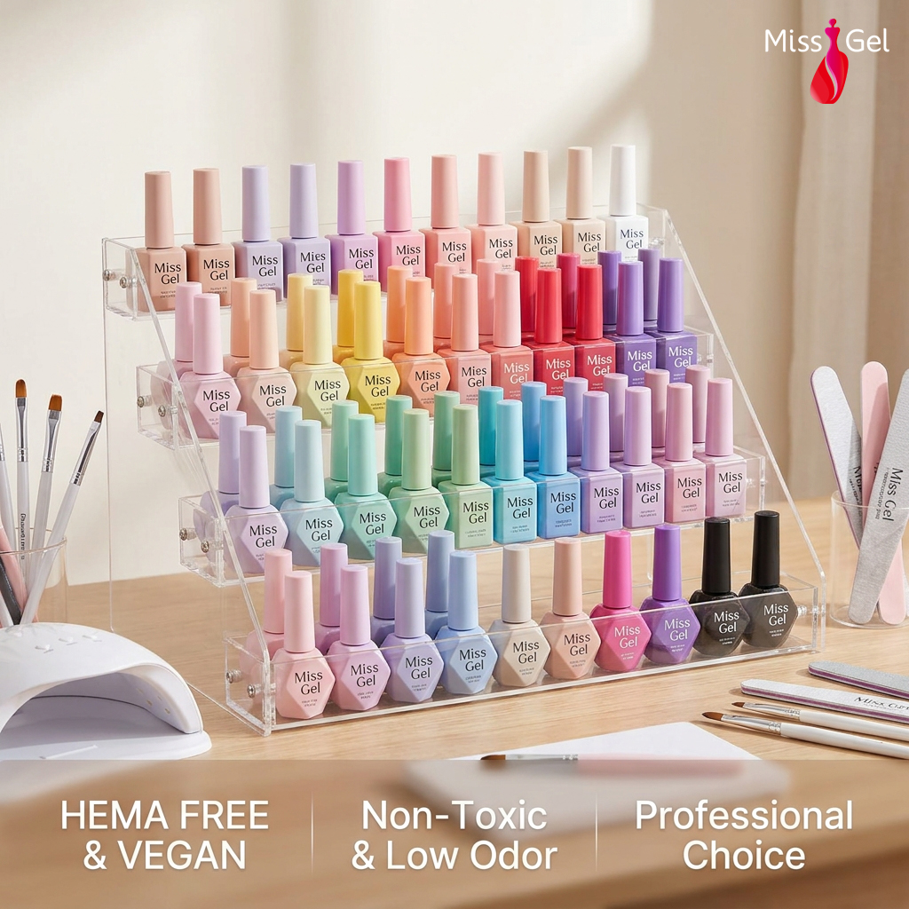 Missgel Nail Supplies Wholesale 3000+ Colors OEM HEMA Free Nail Gel Polish TPO Free UV Gel Soak Off Vegan LED UV Gel Nail Polish