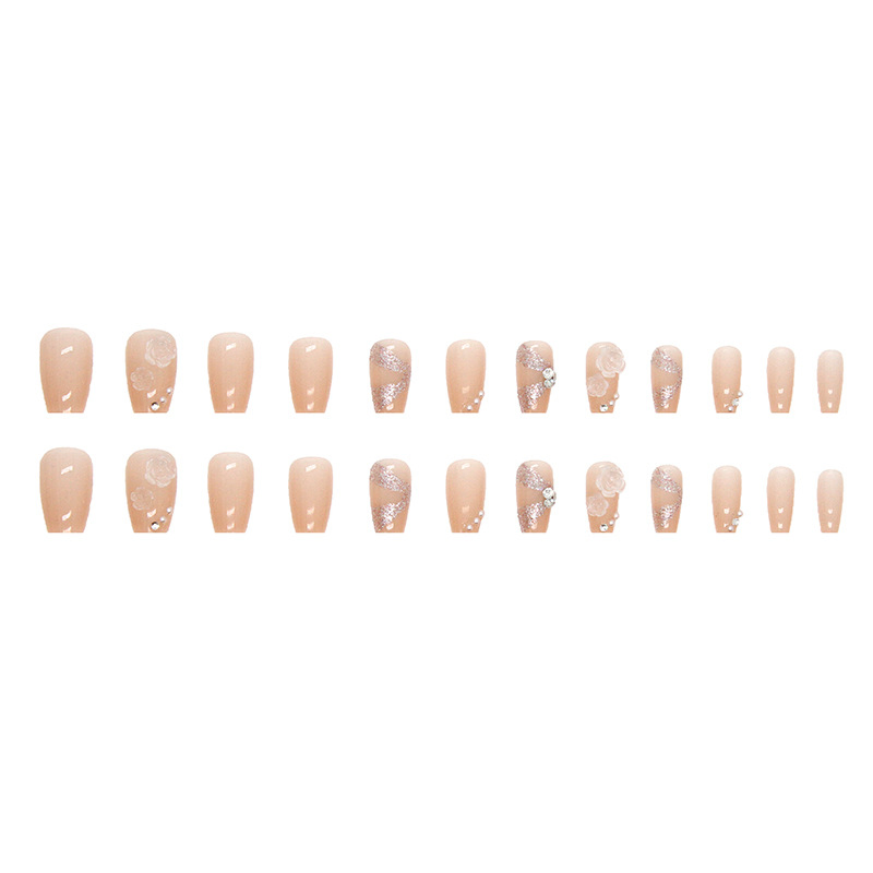 Nails Press on French Coffin Acrylic Nails Artificial Fingernails