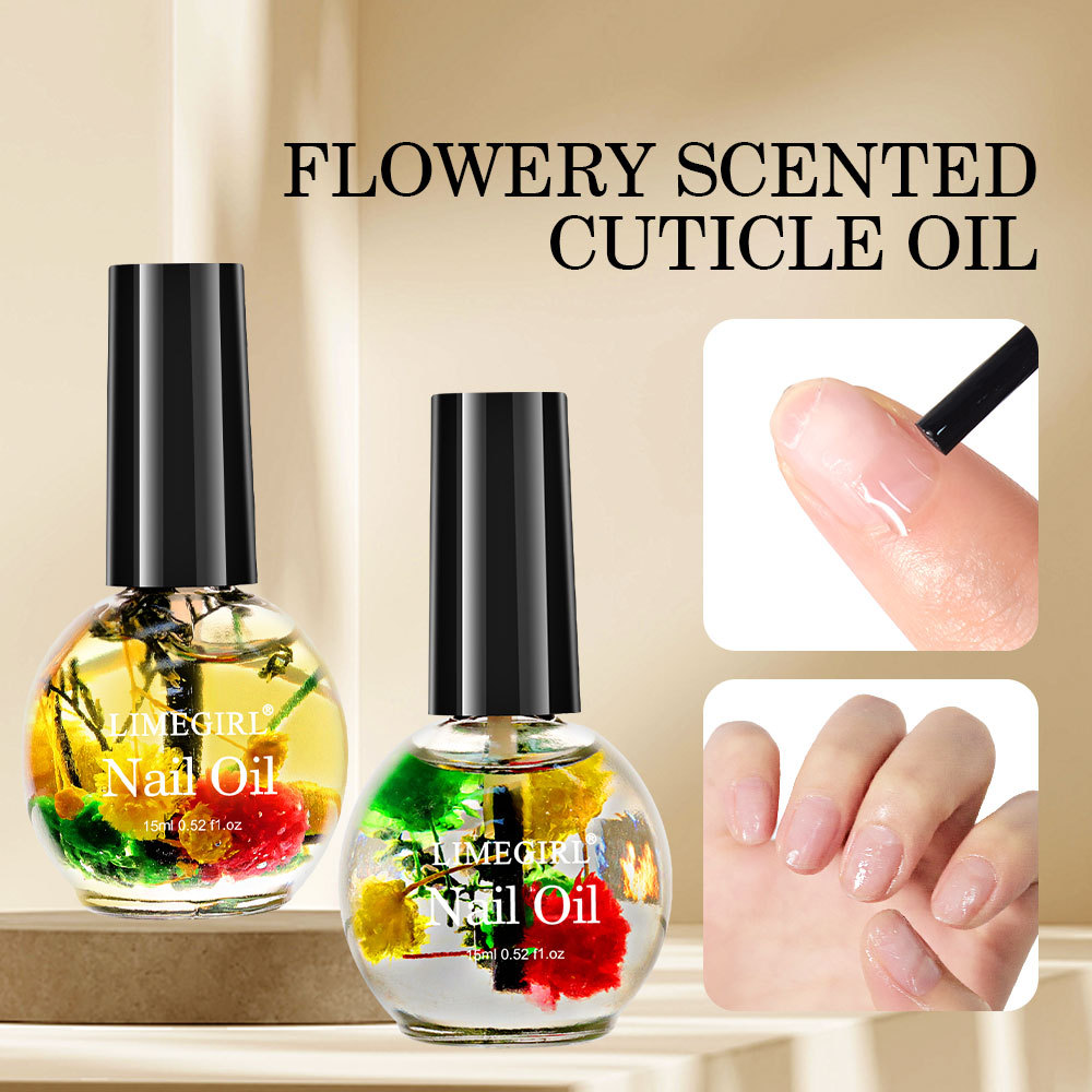 New 15ml Manicure Nutritional Oil Dried Flowers Anti-Hangnail Moisturizing Nail Edge Care Fruit Flavored 3ml Nail Cuticle Oil