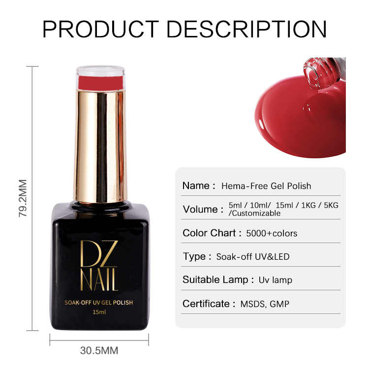 HEMA Free TPO Free UV Gel Polish Soak Off LED UV Nail Gel Polish Private Label OEM Wholesale for Nail Salon
