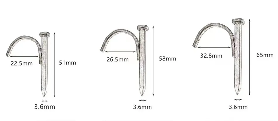 High Quality Steel Galvanized Colored Pipe Fixing Nail Hook Nail for Water Pipe Smooth Shank Roofing Concrete Nail