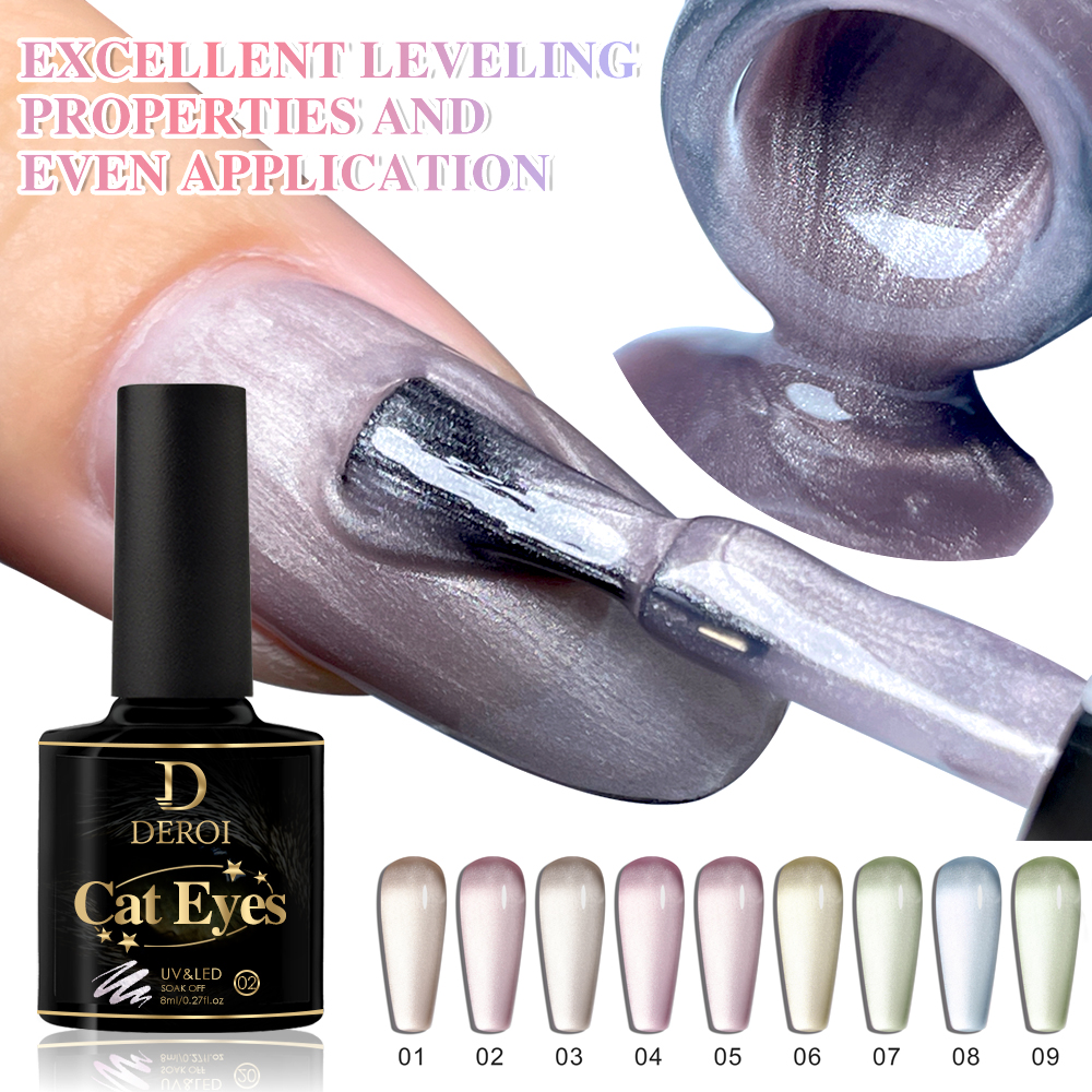 Deroi 45colors High Quality Moonlightl Cat Eye Nail Gel Slick Magnetic UV Nail Gel Private Label Wholesale HEMA Free TPO Free