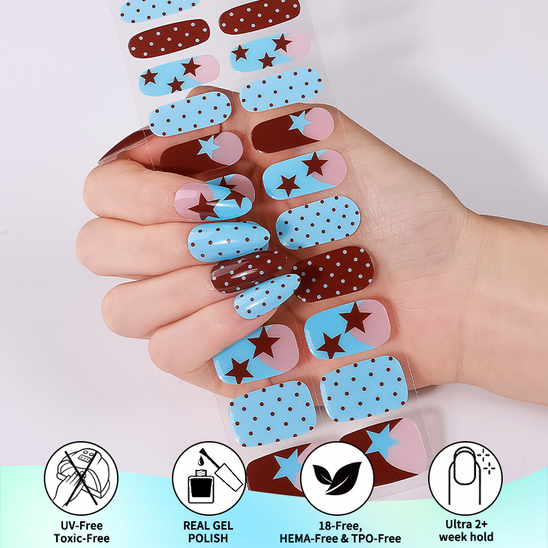NO Lamp Gradient French UV Free Wholesale Natural Curing Gel Nail Stickers Nail Tips No-Cure Gel Nail Wraps