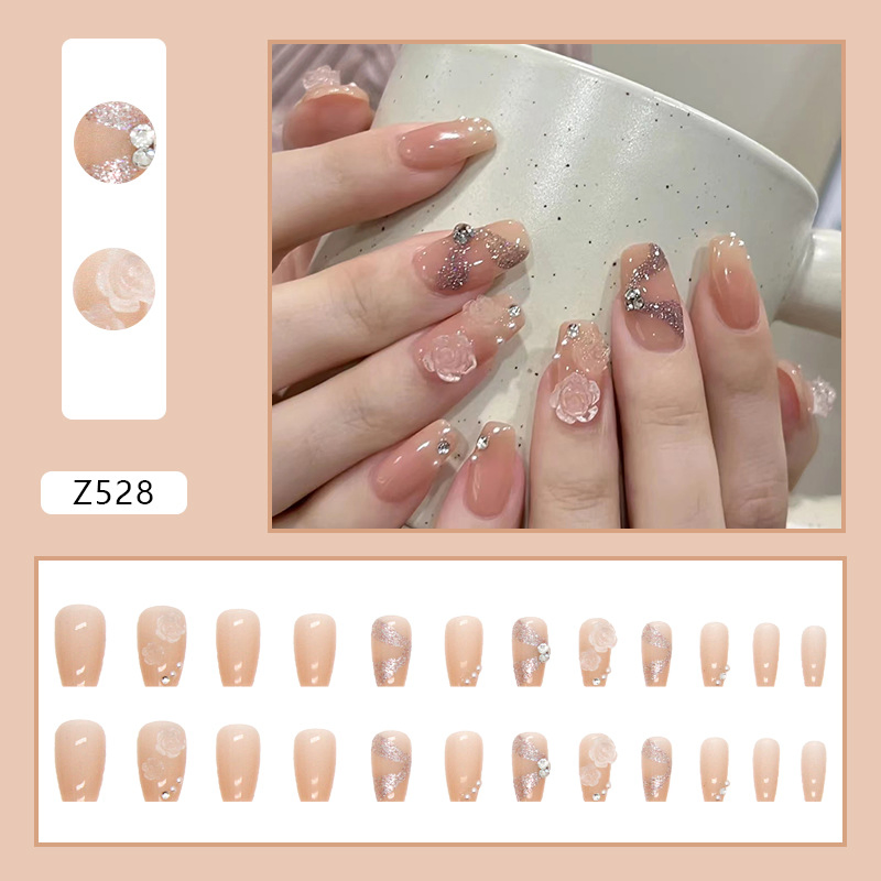Nails Press on French Coffin Acrylic Nails Artificial Fingernails