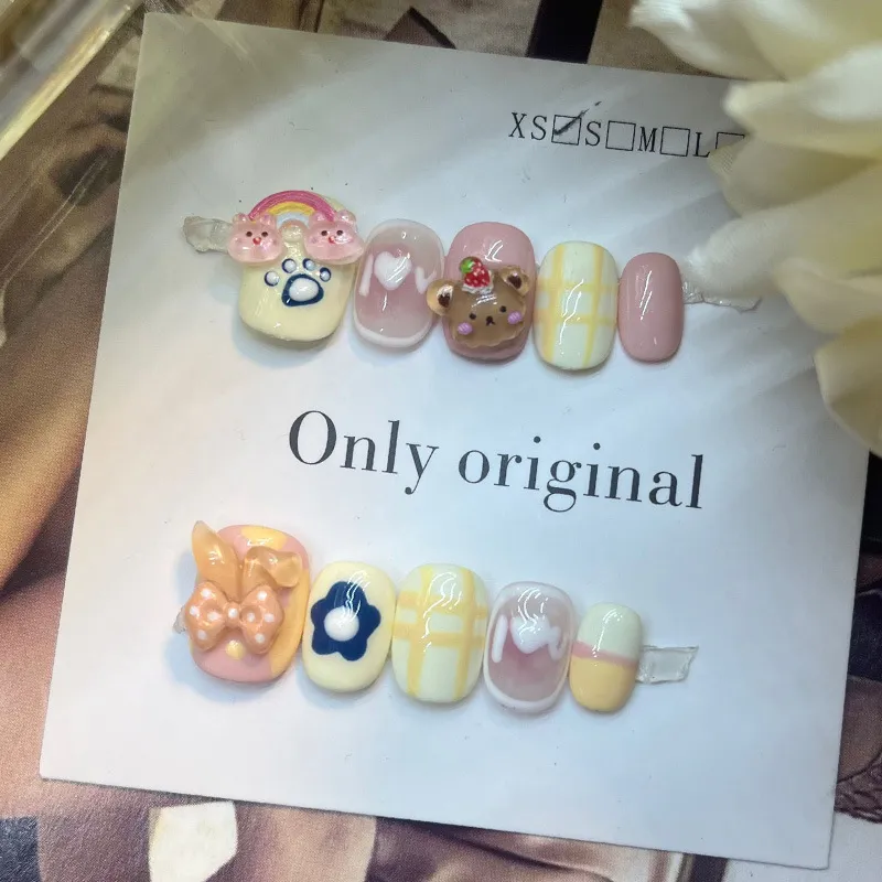 Custom Press on Nails Handmade 10PCS Acrylic Designer Artificial Fingernails
