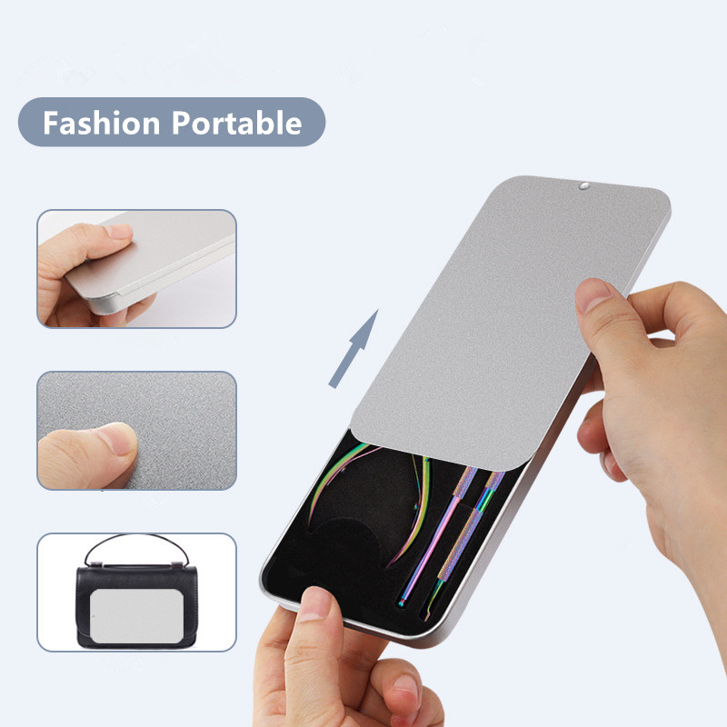 Salon Multi Color Titanium Dead Skin Remover Kit 3pcs Nail Pusher Nippers Cuticle Manicure Set with Tin Box