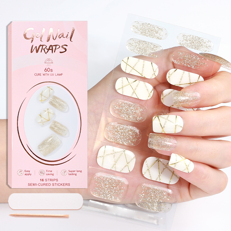2026 Uvgel Hot Selling Nail Factory Beauty Products Wholesale New UV Gel Nail Stickers 3D Semi-Curing Gel Polish Shiny Thin