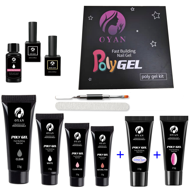Private Label Poly Gel Glitter Gel Set of Nail Products Salon Cosmetics Uv Color Gel