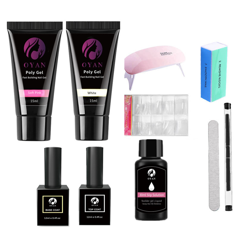 Poly Gel Nail Extension Kit Top Coat with clear White pink Poly Gel Nail Set for Nail Extension