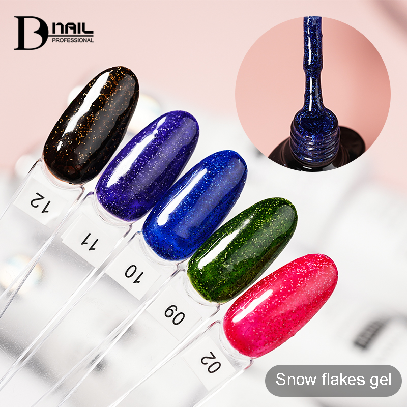 BD Snow Flakes Gel Polish Odorless Non Toxic Snow Flake Soak off Custom Private Label Vegan Cosmetic Nail Salon UV Gel Polish