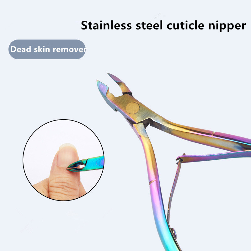 Salon Multi Color Titanium Dead Skin Remover Kit 3pcs Nail Pusher Nippers Cuticle Manicure Set with Tin Box
