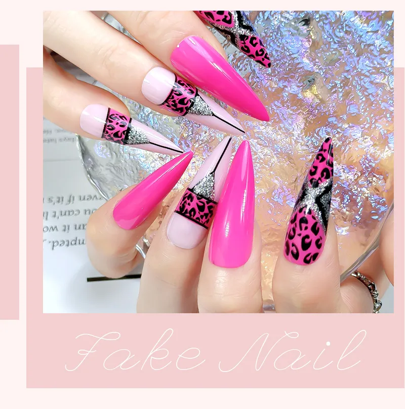 Luxury Purple Long Stiletto Nail Manicure Set with Box