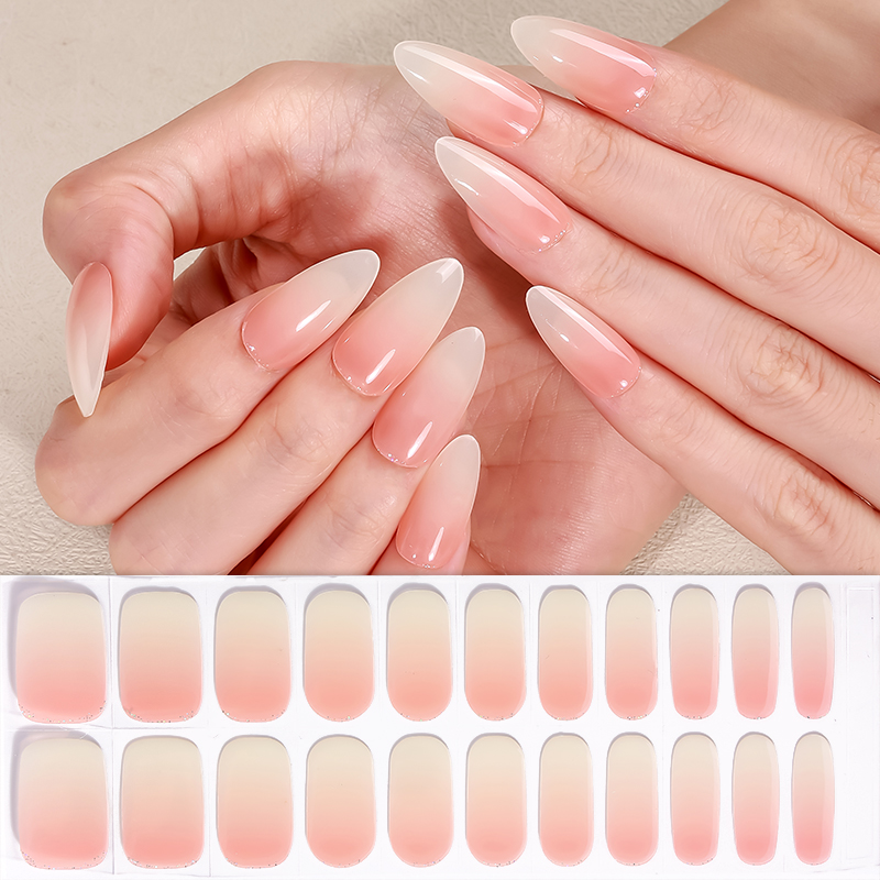 TikTok Bestsellers Self-Adhesive No Bake Gel Nail Strips Easy To Apply And Remove UV Free Gel Nail Wraps Stickers