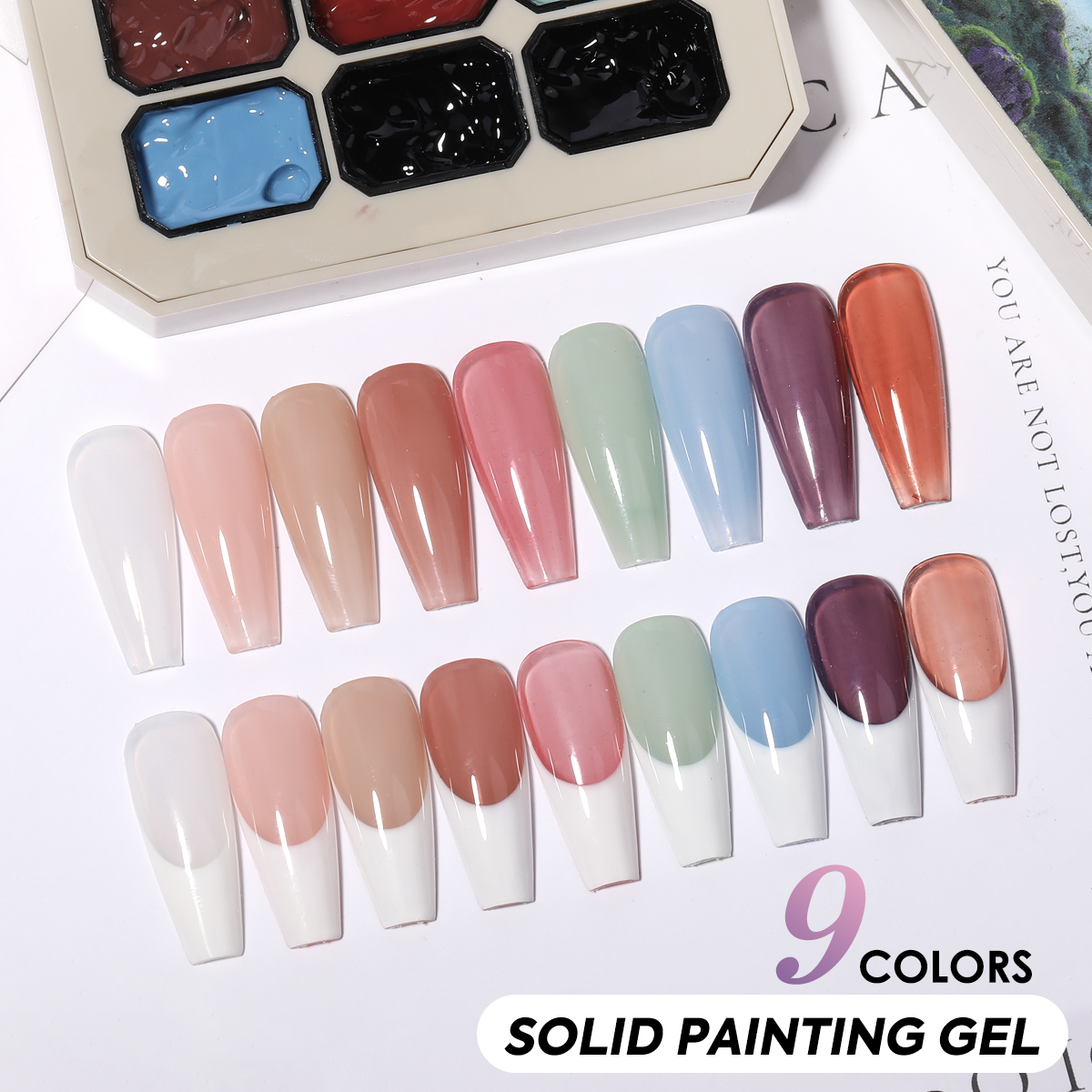 HONEY GIRL LED Soak Resin UV Gel Nail Polish Set Solid Rainbow Private Label French Style Painting Gel Nail Art Palette