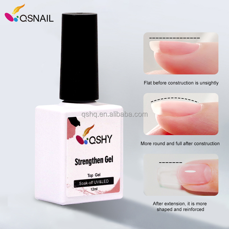 Private Label 12ml Self Leveling Reinforce Gel Nail Strengthener Repair Weak Nails Soak Off UV LED Reinforcement Gel Polish
