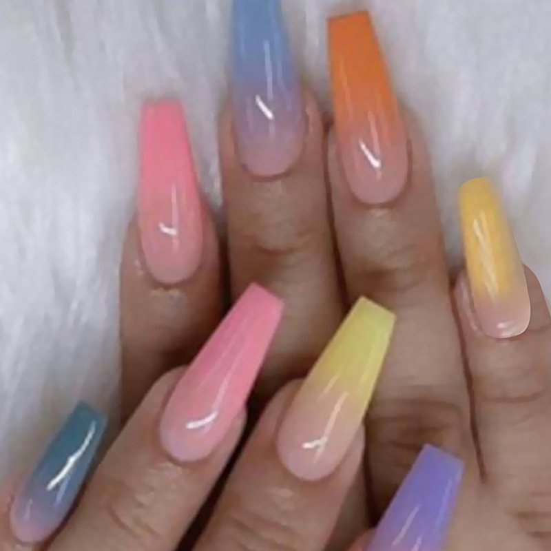 Luxury Press on Nails Fashion 24PCS Long Ballerina Half French Extra Long Acrylic Nagellack