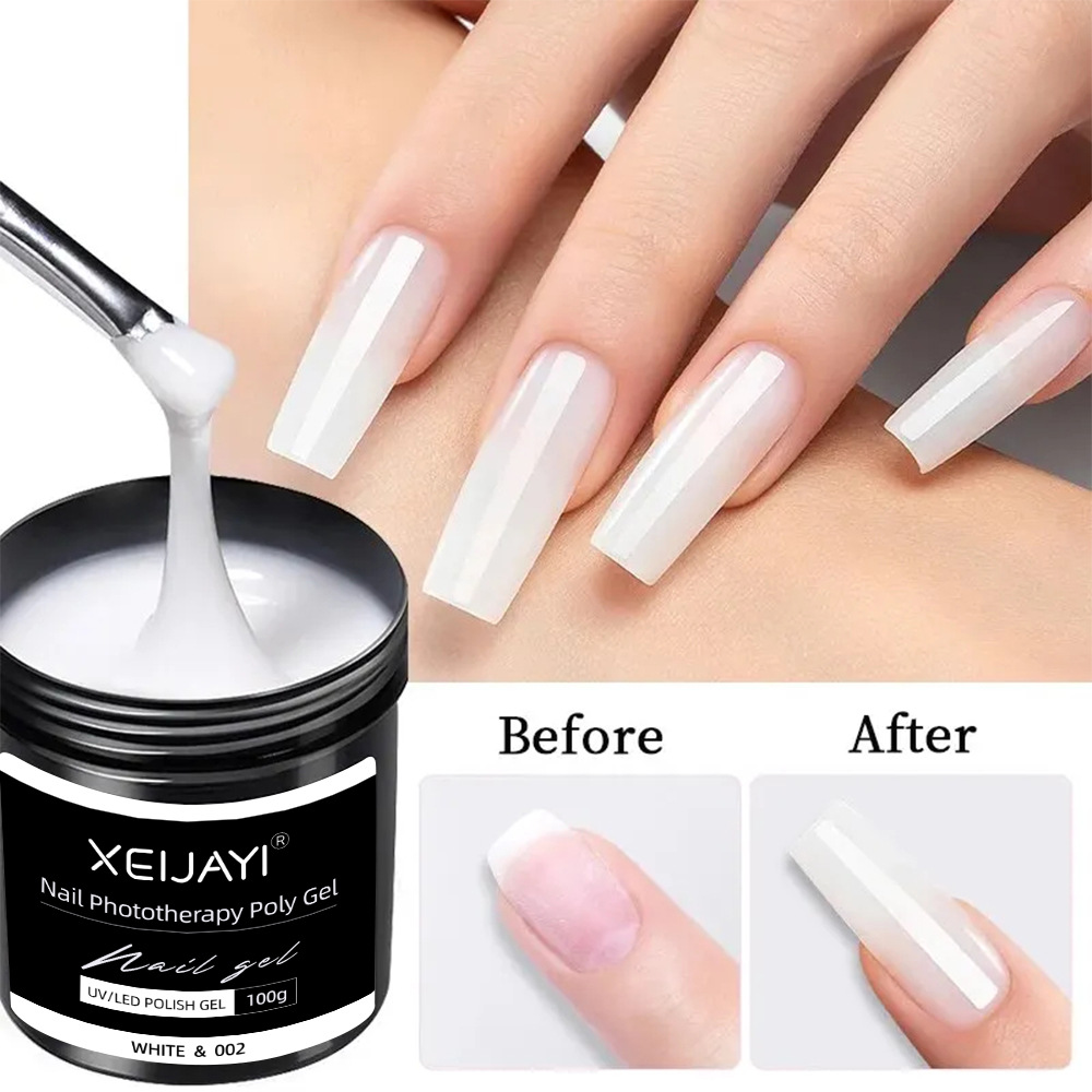 XEIJAYI 6 Colors Hard Gel Nail Builder Soak Off Gel Nail Extensions 100g Jar Uv Gel Builder for Nails Salon