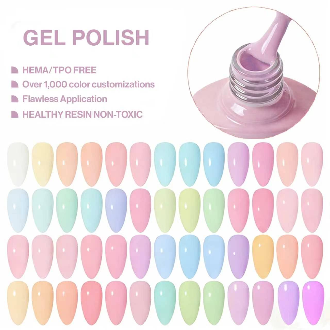 Professional Gel Polish, Long-Lasting UV/LED Cure Nail Polish, High Pigment Shiny Nail Gel for Salon &amp; Home Manicure Non-Toxic