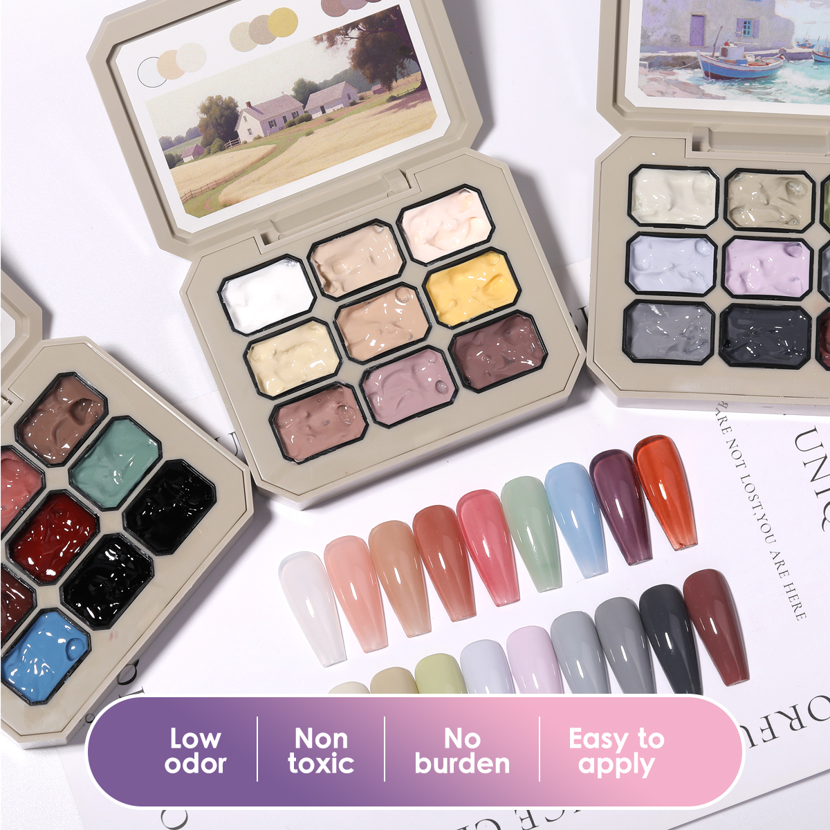 HONEY GIRL LED Soak Resin UV Gel Nail Polish Set Solid Rainbow Private Label French Style Painting Gel Nail Art Palette