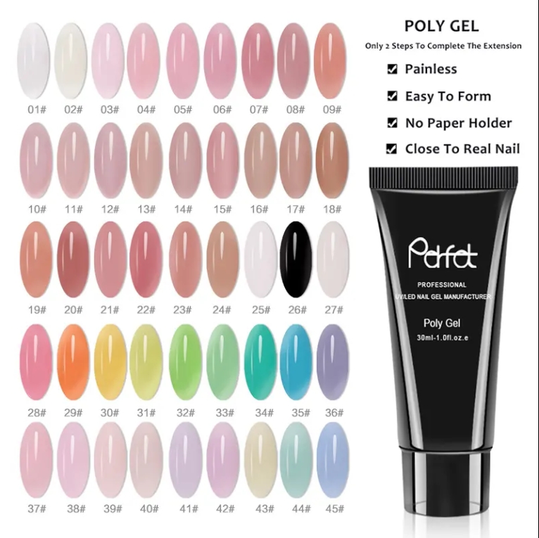 Gel Nail Products Nails Extensions UV/LED Soak off MSDS HEMA FREE Nail Polish Non Toxic Poly in Tube Gel Polish