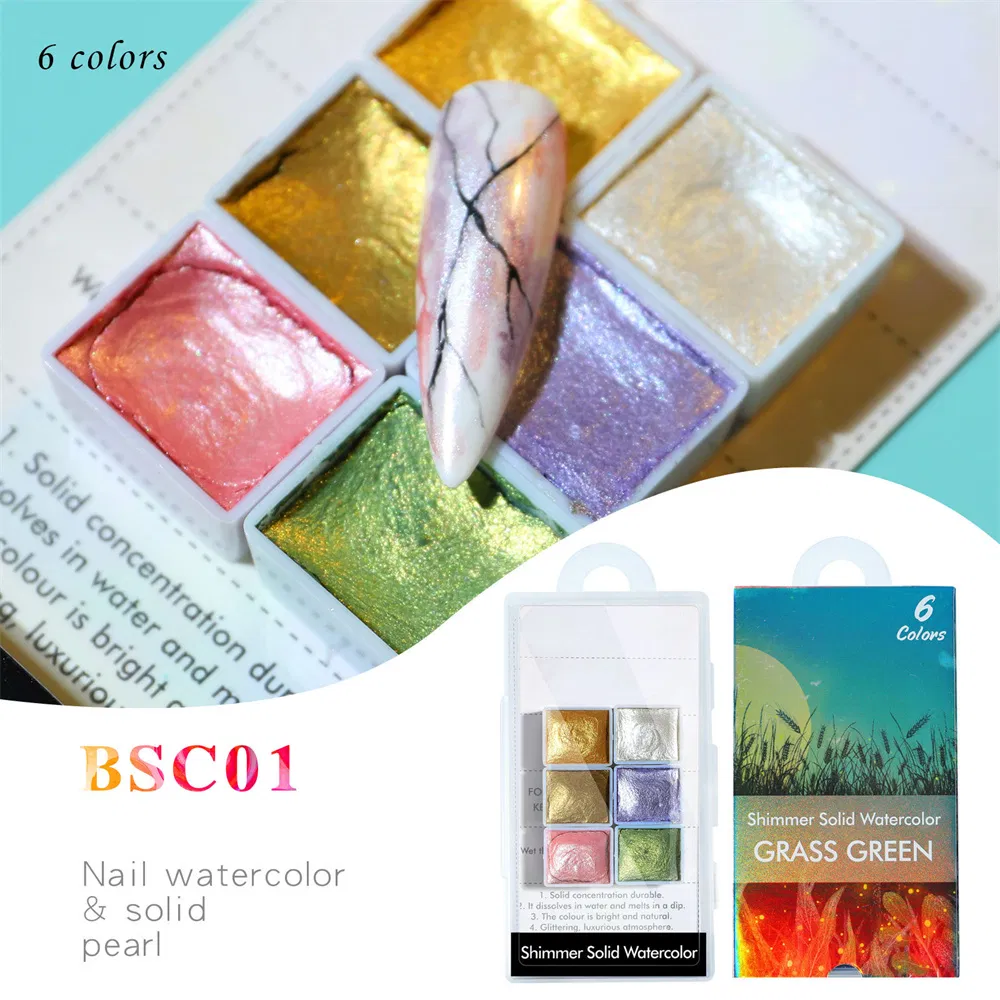 6/12 Colors Glitter DIY Nail Art Decoration Paint Metallic Nail Chrome Pigment Powder Solid Peral Nail Watercolor