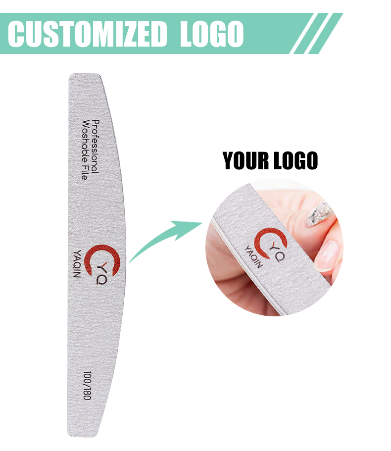Custom Private Logo Design Nail Files 80 100 120 150 180 240 Grit Zebra Half Moon Shape Nail File