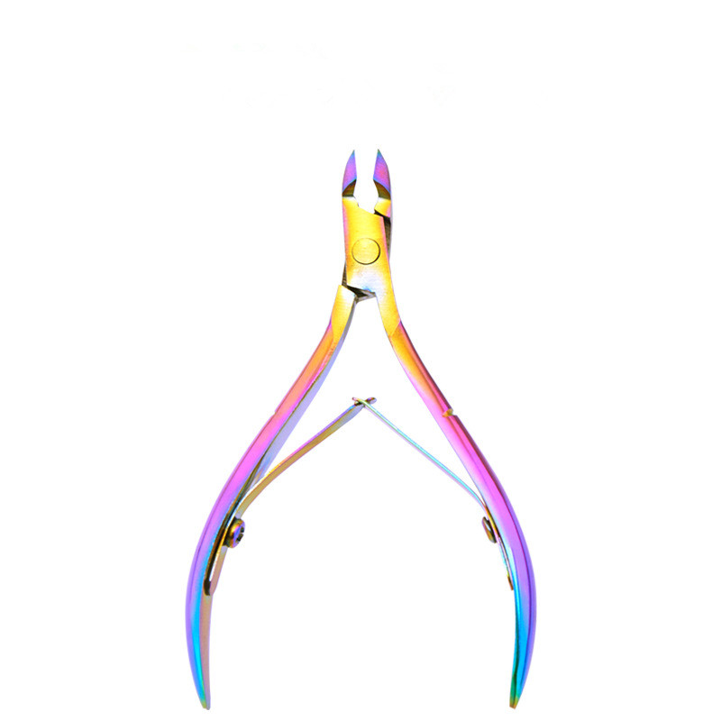 Salon Multi Color Titanium Dead Skin Remover Kit 3pcs Nail Pusher Nippers Cuticle Manicure Set with Tin Box