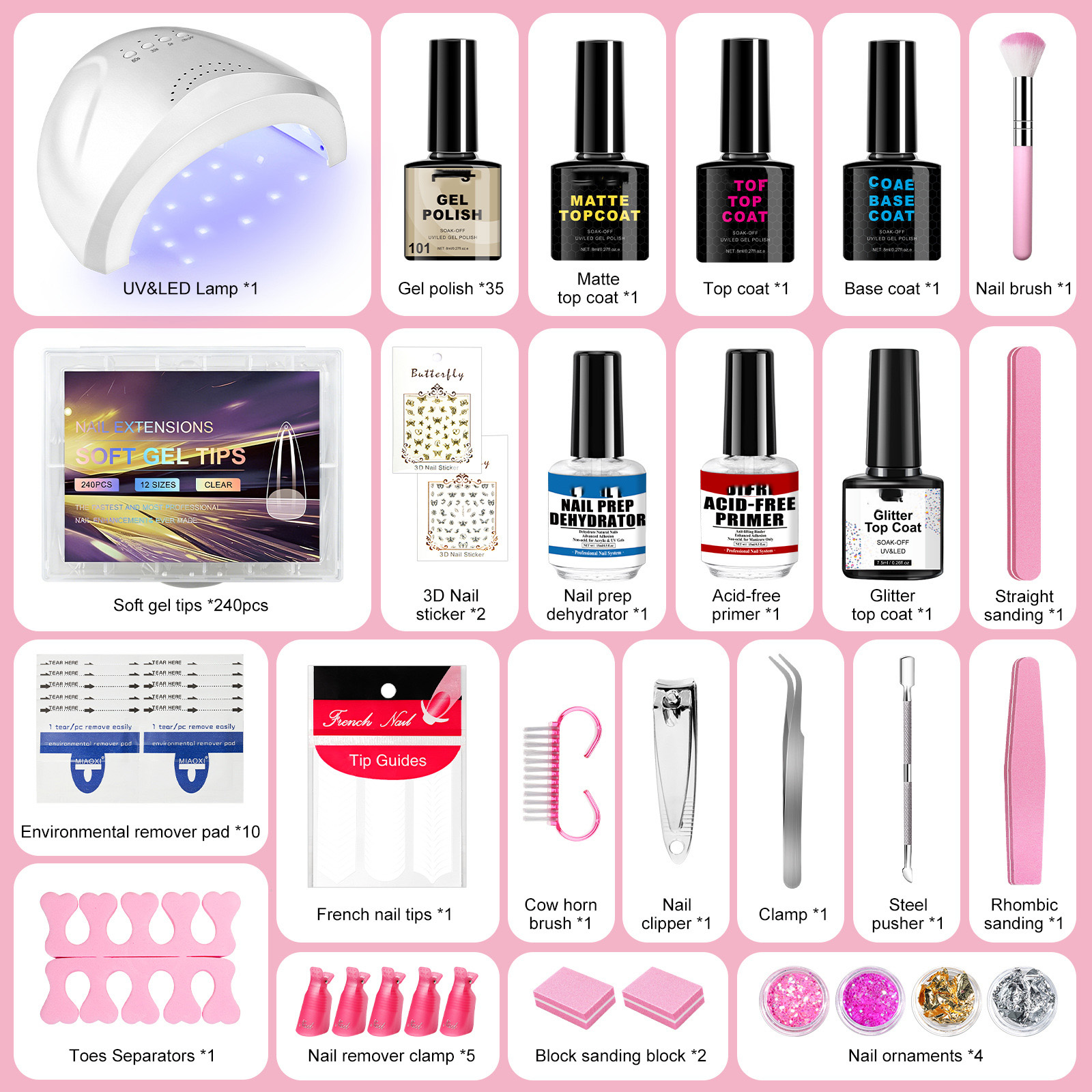 Colors Gel Nail Polish Kit UV Nail Lamp Soak Gel Polishes Glitter Manicure French DIY Eco-Friendly Non-Toxic Professional GZ RTS