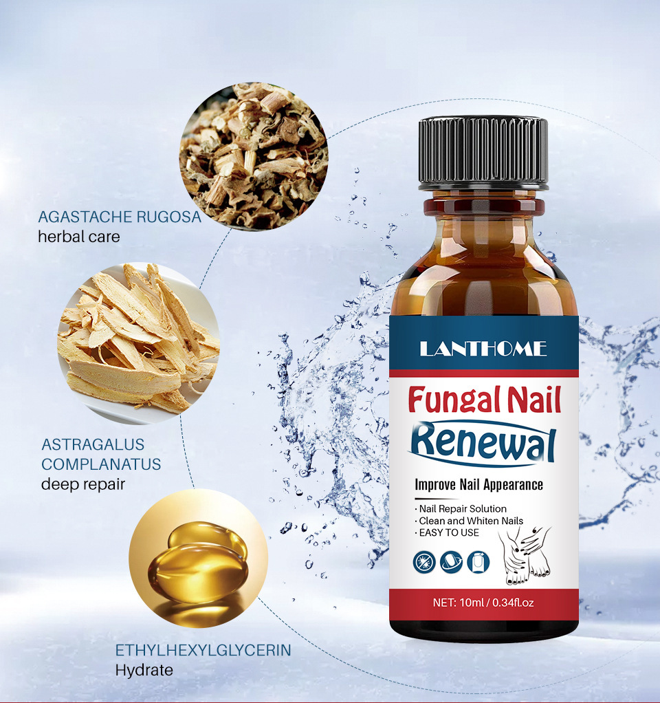 LANTHOME 10ml Nail Repair Solution Clean Whiten Nourish Nails Fungal Treatment Toe Nail Fungus Treatment