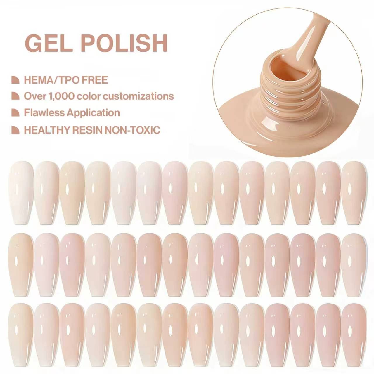 Professional Gel Polish, Long-Lasting UV/LED Cure Nail Polish, High Pigment Shiny Nail Gel for Salon &amp; Home Manicure Non-Toxic